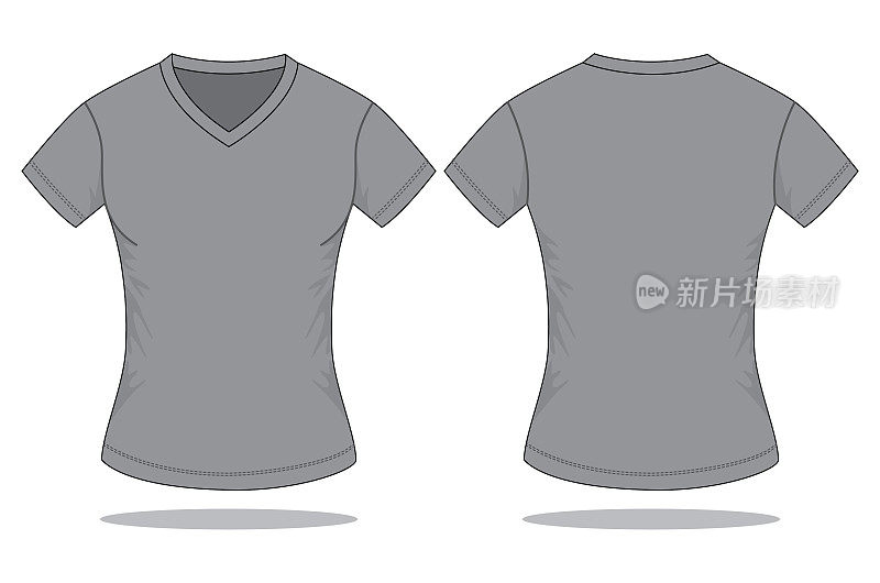 Women's Gray V-Neck Shirt Vector for Template